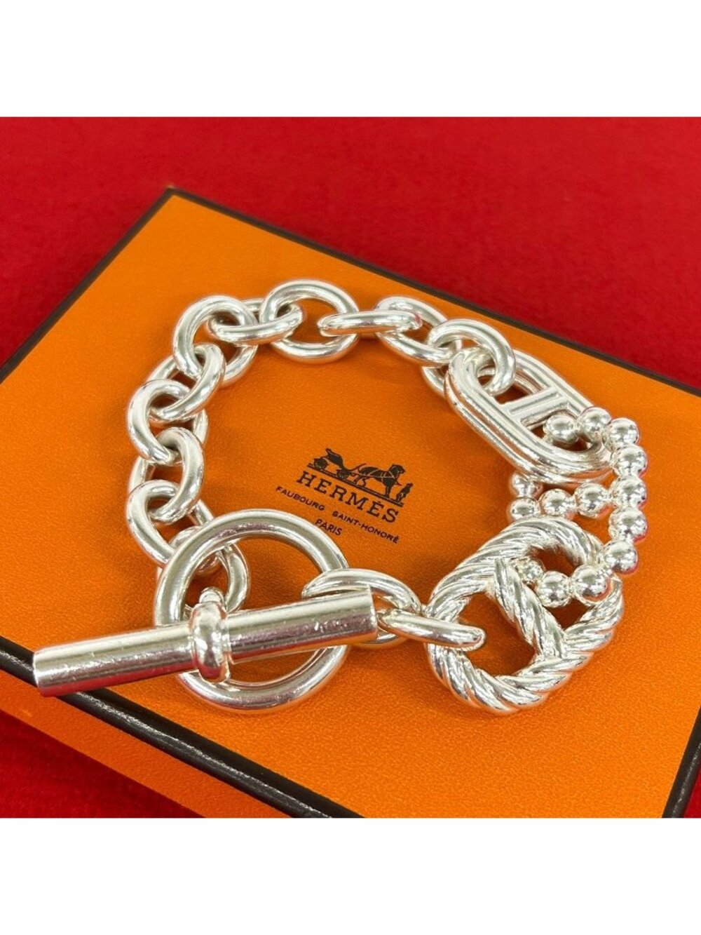 Hermes Chaine D'ancre Parade GM Bracelet 925 Sterling Silver